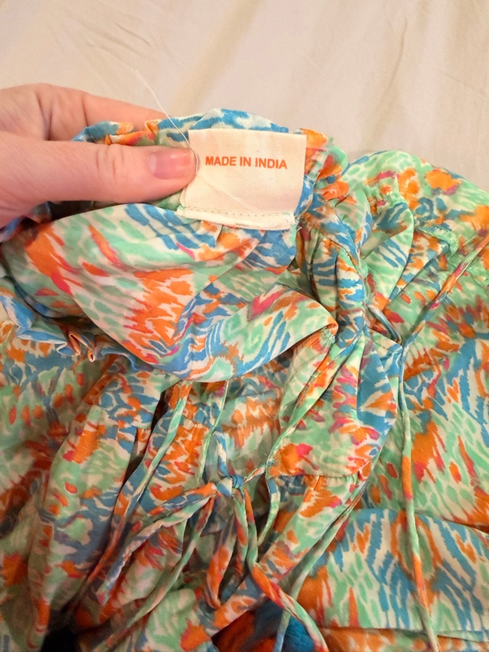 Colorful Patterned Summer Dress - Aqua, Orange, Coral - Picture 4 of 4